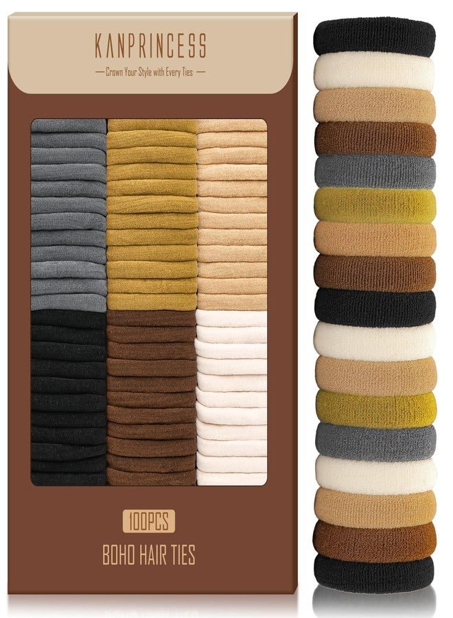 Kanprincess Nylon Hair Ties - No Damage,Strong Soft Cotton Hair Bands Accessories for Thick Hair 100PCS Ponytail Holders for Women Girls - Image 1